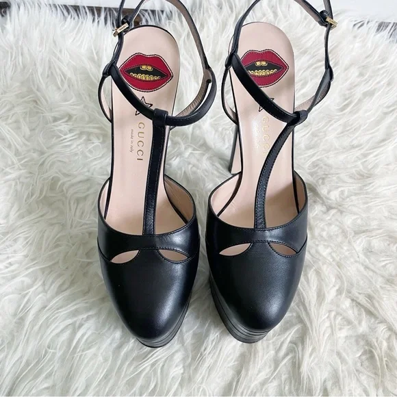 Gucci Angel Platform Pump Black Leather size 38.5 - Picture 3 of 15